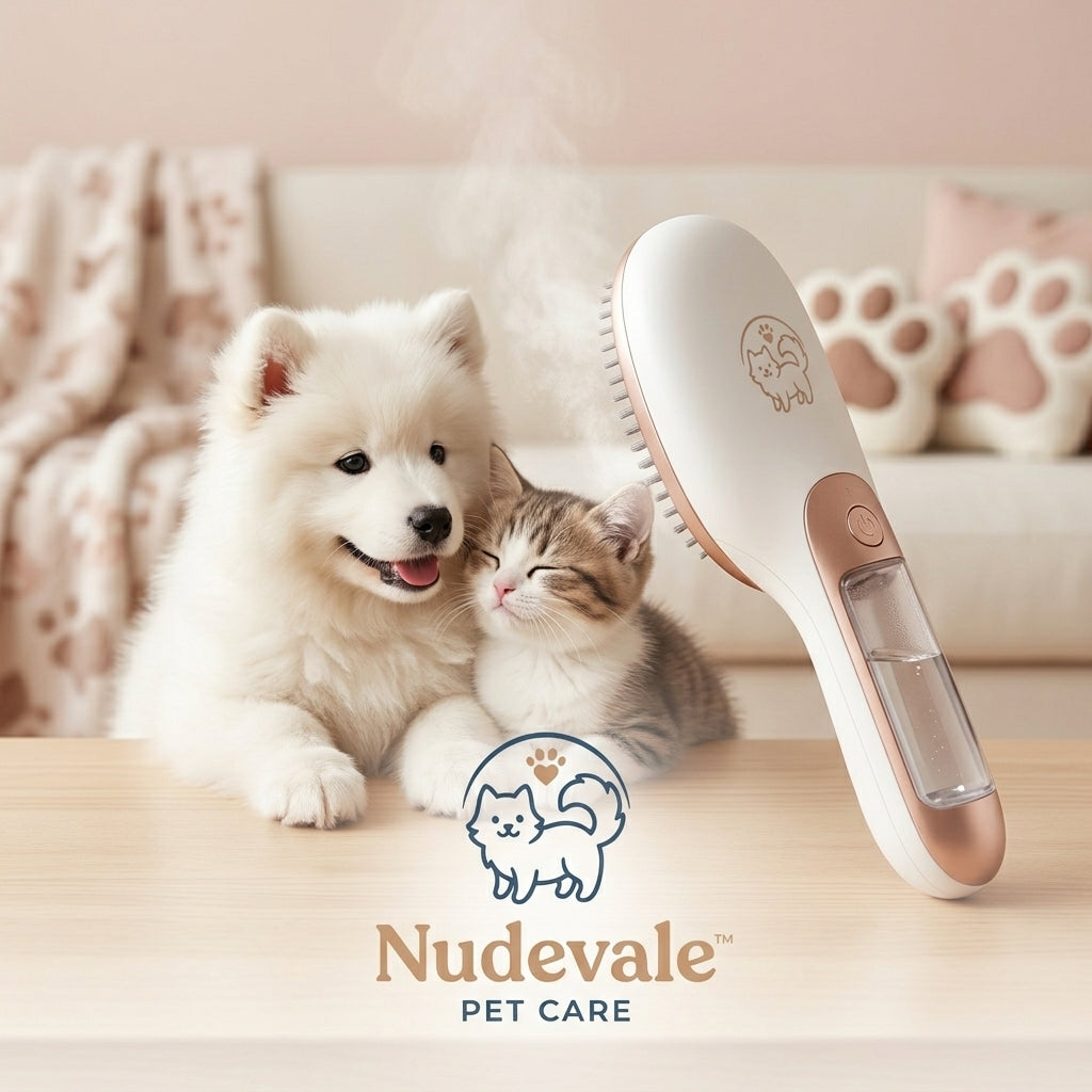🌿 SteamGlow™ Pet Steam Grooming Brush